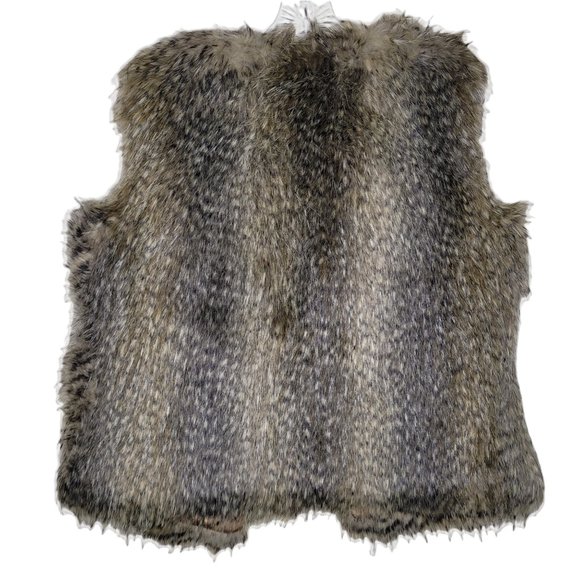Express Brown Faux Fur Vest Pockets Size Medium - Picture 3 of 6
